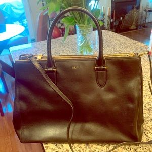Ralph Lauren Newbury Double Zip Black Satchel
